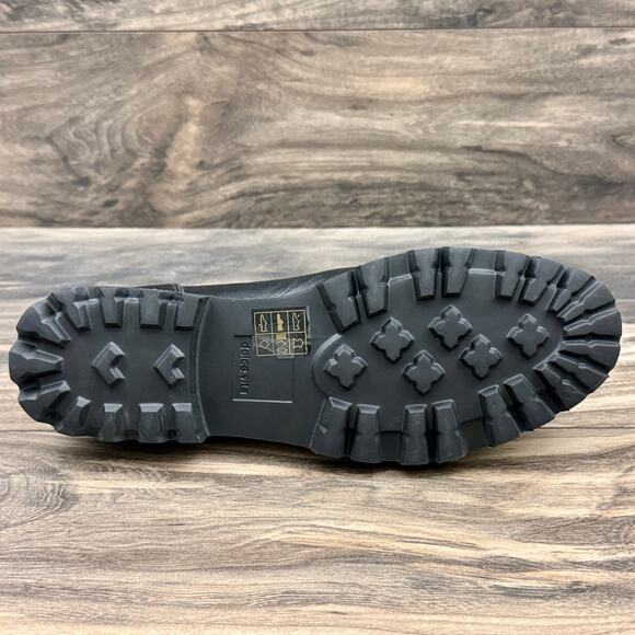 NIB Dolce Vita Morna 8.5 Chunky Lug Sole Lace Up Preppy Oxford Crinkle Patent - Picture 9 of 11